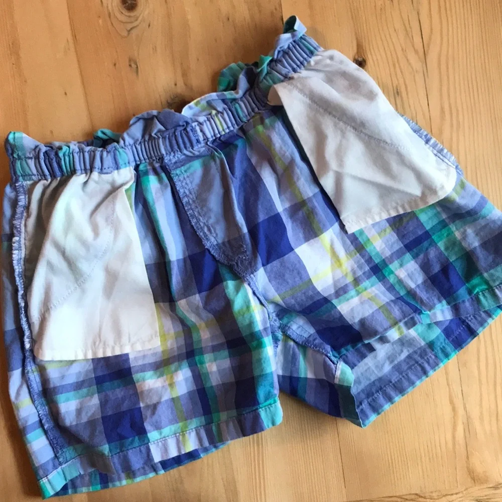 Gymboree 6 100% cotton blue plaid ruffle waist shorts